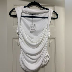 Zara ruched white top
